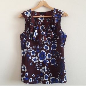 Banana Republix Burgundy Floral Cascade Top